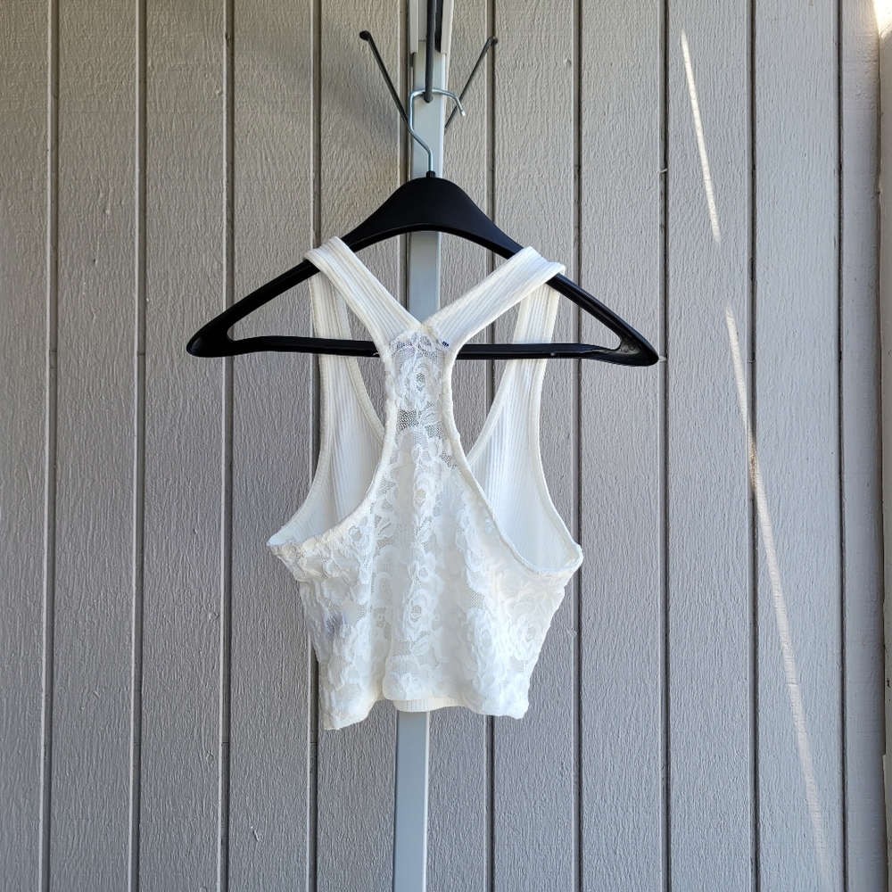 Aeropostale | Crop Halter Lace Back Top NEW Ladies Small Cream - Picture 6 of 14